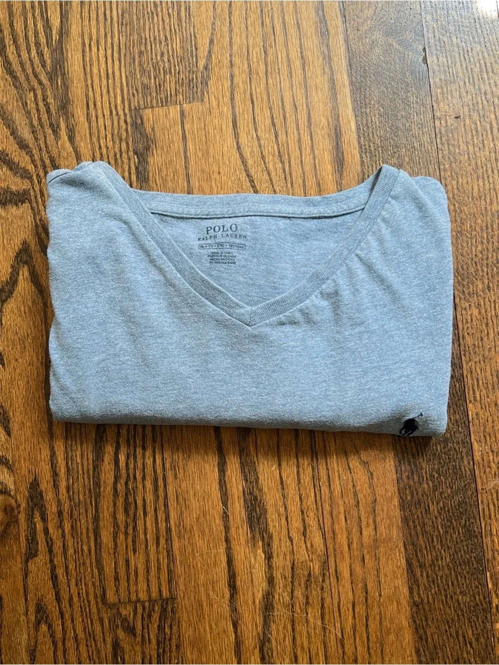 Polo by Ralph Lauren Men’s V-Neck Tee - Heather Gray with Navy Logo
